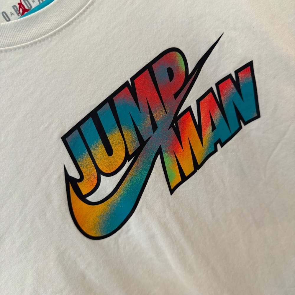 Nike Cream Long Sleeve Tee with Multicolor Jumpman Gradient - Picture 4 of 5